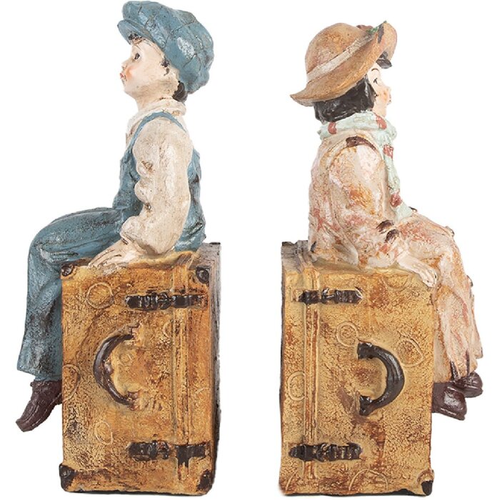 Soportalibros Clayre & Eef 6PR5556 (2) 19x10x22 cm Marrón y Azul