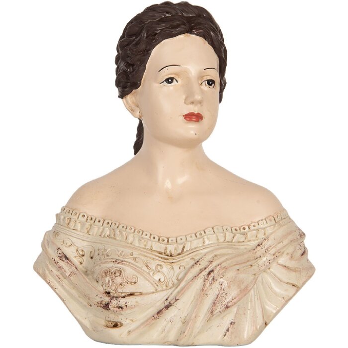 Busto decorativo mujer Clayre & Eef 6PR5562 18x11x21 cm Beige/Marrón