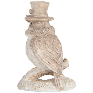 Decoración Pájaro Clayre & Eef 6PR5925 5x3x8 cm Beige y Blanco