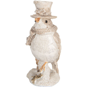 Decoración Pájaro Clayre & Eef 6PR5925 5x3x8 cm Beige y Blanco
