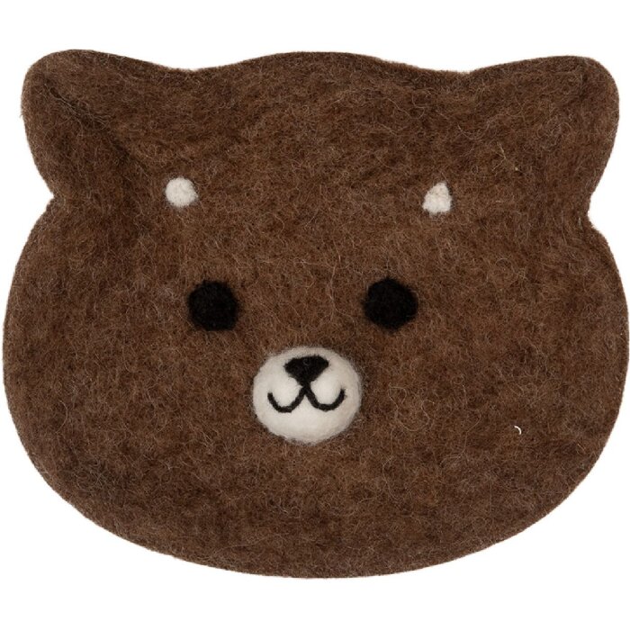 Clayre & Eef 66302 Cuenco de Fieltro Oso 15x13x3 cm marrón-blanco