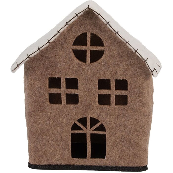 Casa de fieltro decorativa Clayre & Eef 66305 17x9x19 cm Marrón y Blanco