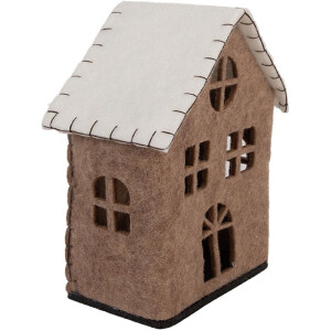 Casa de fieltro decorativa Clayre & Eef 66305 17x9x19 cm Marrón y Blanco