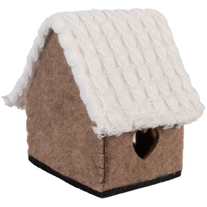 Casa de fieltro decorativa Clayre & Eef 66306 13x10x13 cm Marrón Blanco