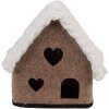Casa de fieltro decorativa Clayre & Eef 66306 13x10x13 cm Marrón Blanco