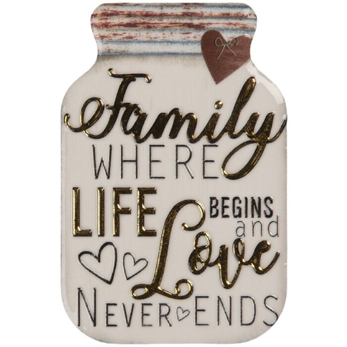 Imán decorativo Clayre & Eef 66371 5x1x8 cm Blanco-Dorado
