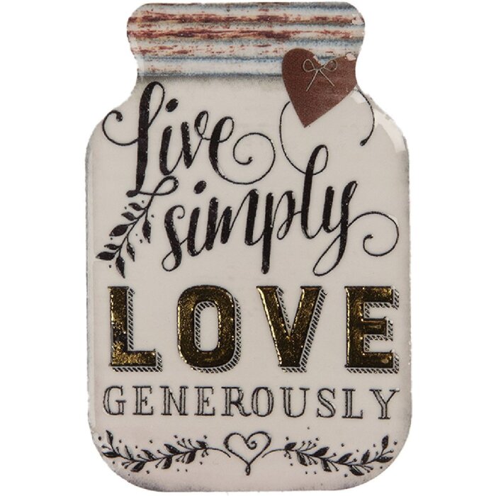 Imán decorativo Clayre & Eef 66373 5x1x8 cm Blanco-Dorado