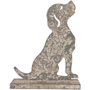 Clayre & Eef 6Y5830 Decoración Perro 16x8x19 cm Gris Beige
