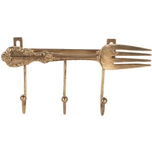 Perchero de pared Clayre & Eef 6Y5897 18x4x9 cm Dorado