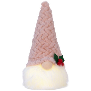 Decoración Gnomo con LED Clayre & Eef 66334 10x10x25 cm Rosa