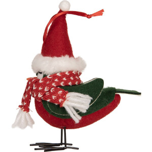 Decoración Pájaro Clayre & Eef 11x7x12 cm Rojo y Negro
