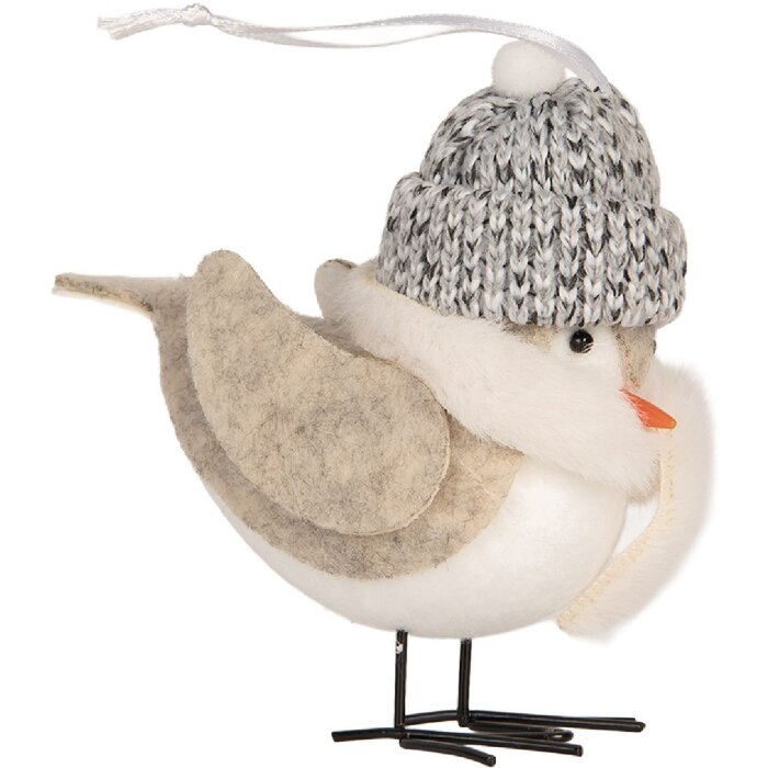 Decoración Pájaro Clayre & Eef 66340 11x7x12 cm Blanco