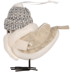 Decoración Pájaro Clayre & Eef 66340 11x7x12 cm Blanco