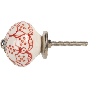Pomo de puerta Clayre & Eef 66435 Blanco y Rojo...