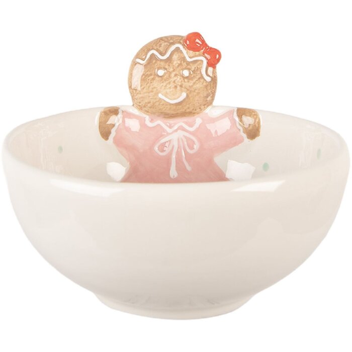 Clayre & Eef 6CE2216 Cuenco 18x17x12 cm Blanco Rosa 700 ml