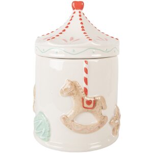 Clayre & Eef 6CE2218 Tarro de Conservación con Tapa Ø 15x22 cm Blanco/Marrón