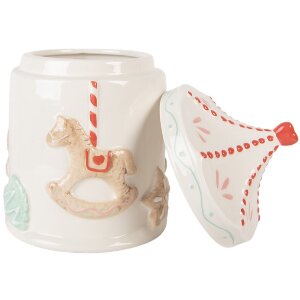 Clayre & Eef 6CE2218 Tarro de Conservación con Tapa Ø 15x22 cm Blanco/Marrón