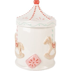 Clayre & Eef 6CE2218 Tarro de Conservación con Tapa Ø 15x22 cm Blanco/Marrón