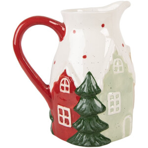 Jarra Decorativa Clayre & Eef 6CE2222 19x14x20 cm Blanco Verde Cerámica