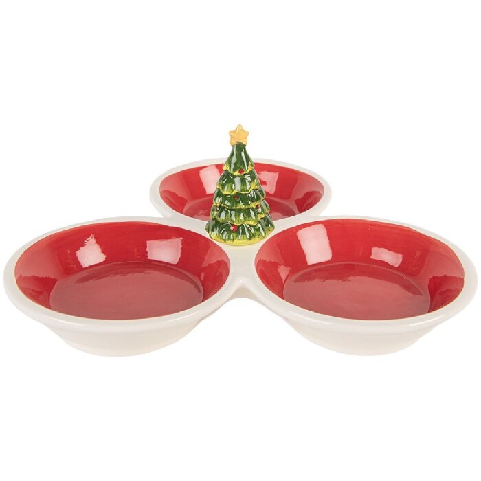 Clayre & Eef 6CE2225 Cuenco 26x26x10 cm Rojo Blanco Cerámica