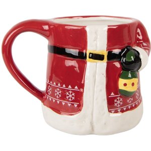 Clayre & Eef 6CEMU0196 Jarra 15x10x19 cm Roja y Blanca 450 ml