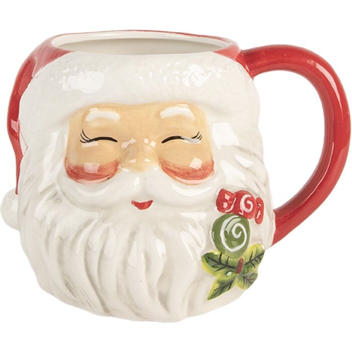 Clayre & Eef 6CEMU0197 Taza 16x12x11 cm / 550 ml Cerámica rojo/blanco