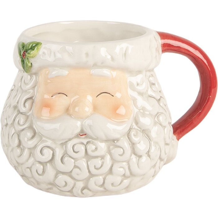 Clayre & Eef 6CEMU0201R Taza 16x11x10 cm / 550 ml Blanco Rojo