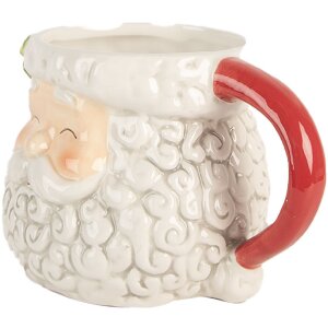 Clayre & Eef 6CEMU0201R Taza 16x11x10 cm / 550 ml Blanco Rojo