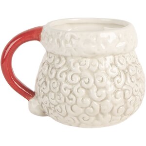 Clayre & Eef 6CEMU0201R Taza 16x11x10 cm / 550 ml Blanco Rojo