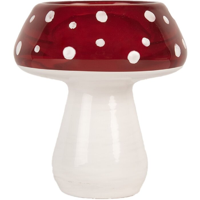Clayre & Eef 6GL5199 Candelabro Hongo Ø 7x7 cm blanco-rojo