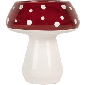 Clayre & Eef 6GL5199 Candelabro Hongo Ø 7x7 cm blanco-rojo