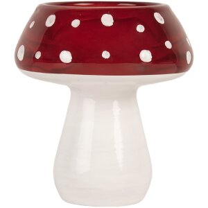 Clayre & Eef 6GL5199 Candelabro Hongo Ø 7x7 cm blanco-rojo