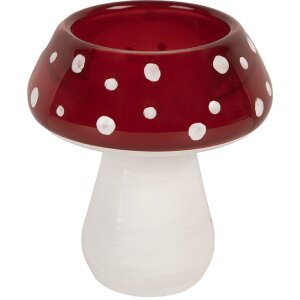 Clayre & Eef 6GL5199 Candelabro Hongo Ø 7x7 cm blanco-rojo