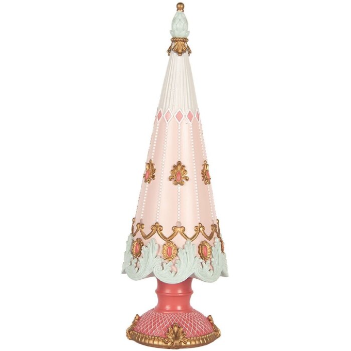 Clayre & Eef 6PR5399 Adorno de Navidad Árbol Ø 10x30 cm Rosa