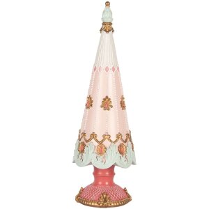 Clayre & Eef 6PR5399 Adorno de Navidad Árbol Ø 10x30 cm Rosa