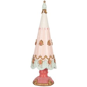 Clayre & Eef 6PR5399 Adorno de Navidad Árbol Ø 10x30 cm Rosa