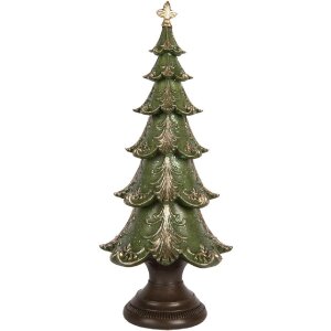 Clayre & Eef 6PR5403 Decoración Árbol de Navidad Ø 18x41 cm Verde y Marrón