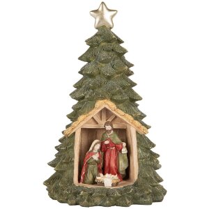 Clayre & Eef 6PR5404 Decoración Árbol de Navidad con LED 15x24 cm