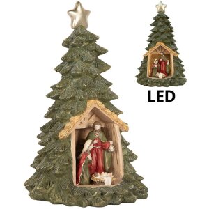 Clayre & Eef 6PR5404 Decoración Árbol de Navidad con LED 15x24 cm
