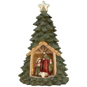 Clayre & Eef 6PR5404 Decoración Árbol de Navidad con LED 15x24 cm
