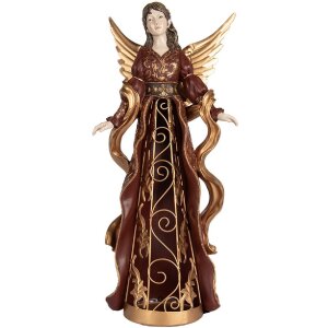 Clayre & Eef 6PR5406 Decoración Ángel 22x15x46 cm Rojo y Dorado