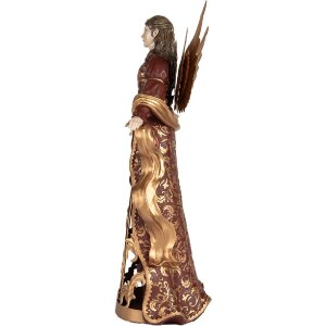 Clayre & Eef 6PR5406 Decoración Ángel 22x15x46 cm Rojo y Dorado