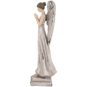 Clayre & Eef 6PR5634 Decoración Ángel 9x8x23 cm Blanco Gris