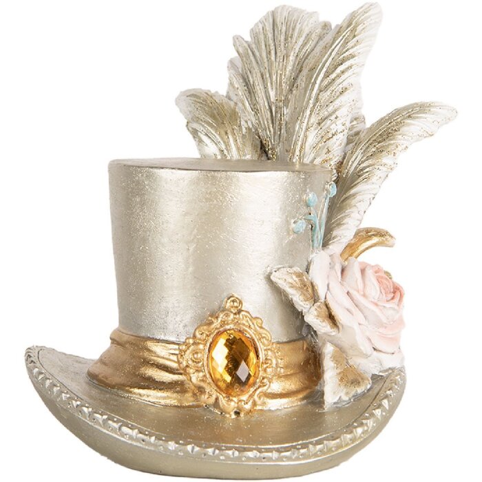 Clayre & Eef 6PR5639 Decoración Sombrero Plateado 13x11x13 cm