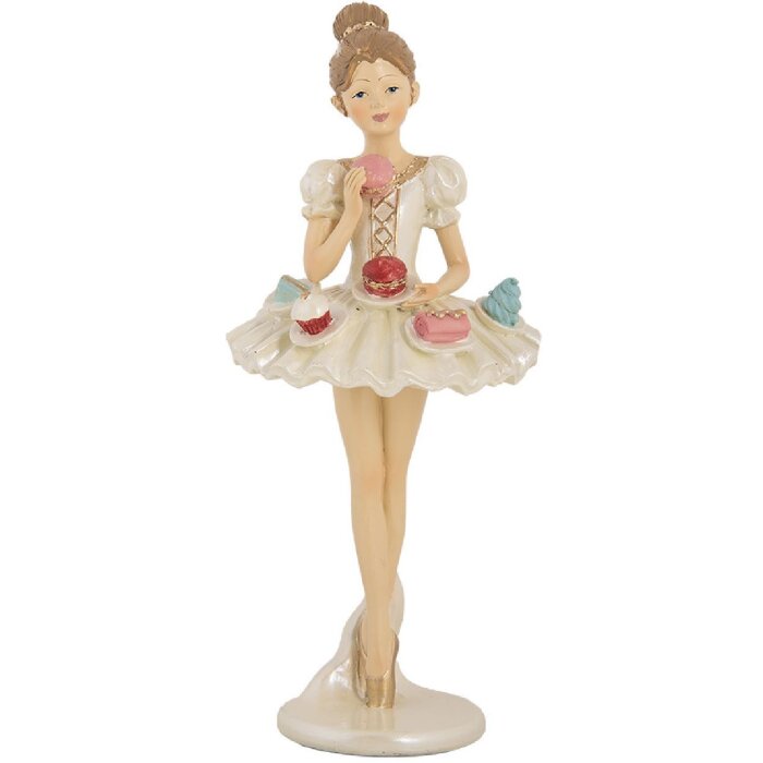 Clayre & Eef 6PR5643 Decoración Bailarina Ø 10x24 cm Blanco Beige
