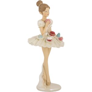 Clayre & Eef 6PR5643 Decoración Bailarina Ø 10x24 cm Blanco Beige