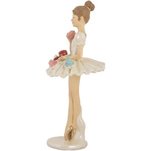 Clayre & Eef 6PR5643 Decoración Bailarina Ø 10x24 cm Blanco Beige