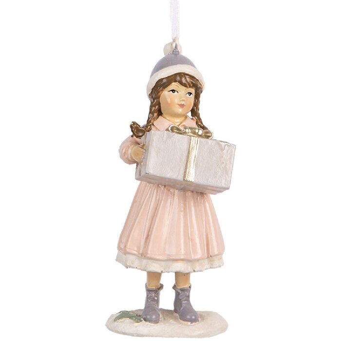 Clayre & Eef 6PR5654 Adorno Colgante Niño Rosa 5x5x11 cm