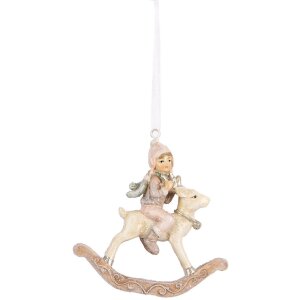 Clayre & Eef 6PR5655 Adorno Colgante Infantil 8x3x9 cm Beige Rosa