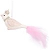 Clayre & Eef 6PR5657 Adorno Colgante Pájaro 8x5x5 cm Blanco/Rosa